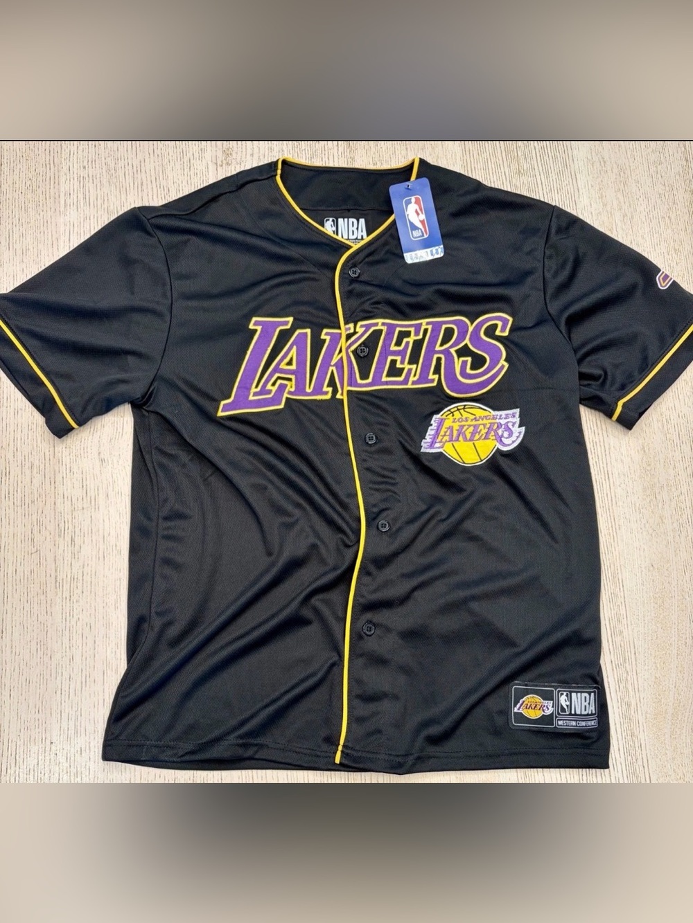 NBA Los Angeles Lakers 2025 Black baseball style Jersey Shirt (Medium)